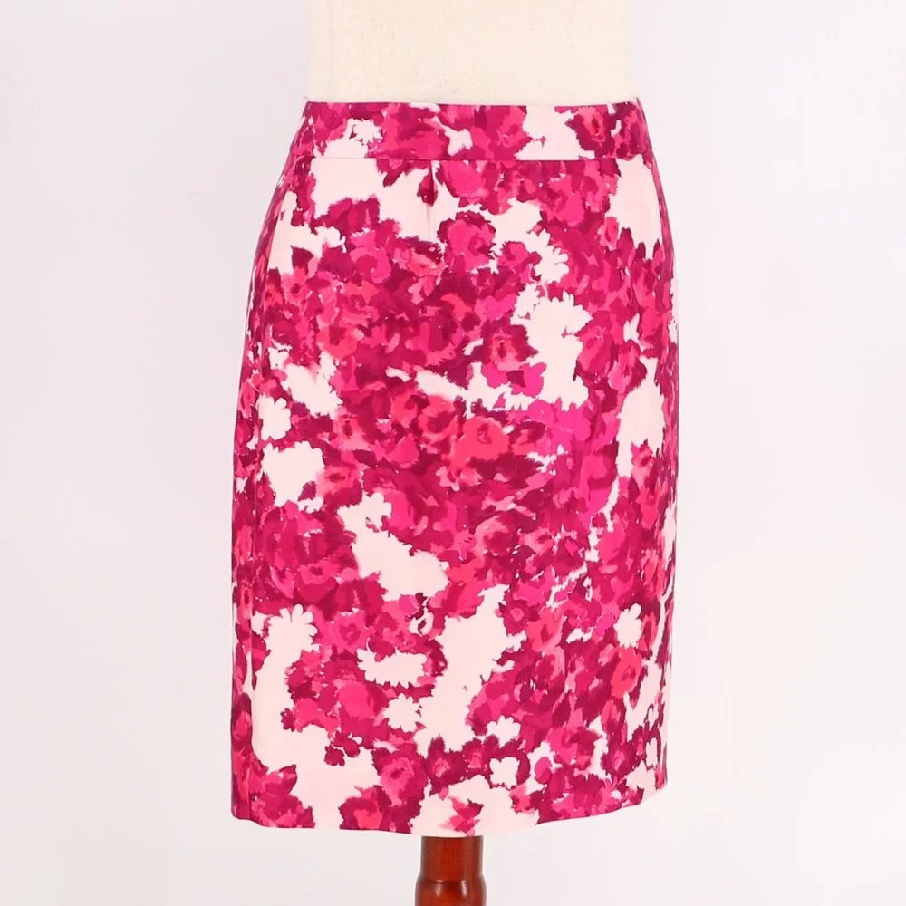 KATE SPADE Berry Moody Jordan Pencil Skirt Silk Blend Pink Floral Size 12